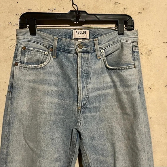 AGOLDE Jamie High Rise Classic Distressed Jeans Shakedown Light Blue Size 28 - Picture 2 of 11
